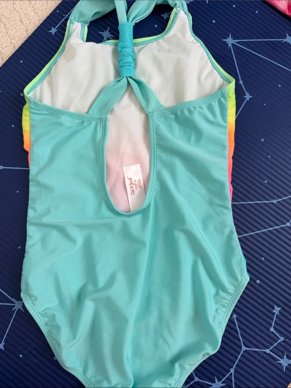 Cat & Jack  Rainbow Gradient Unicorn Sequin One-Piece Swimsuit